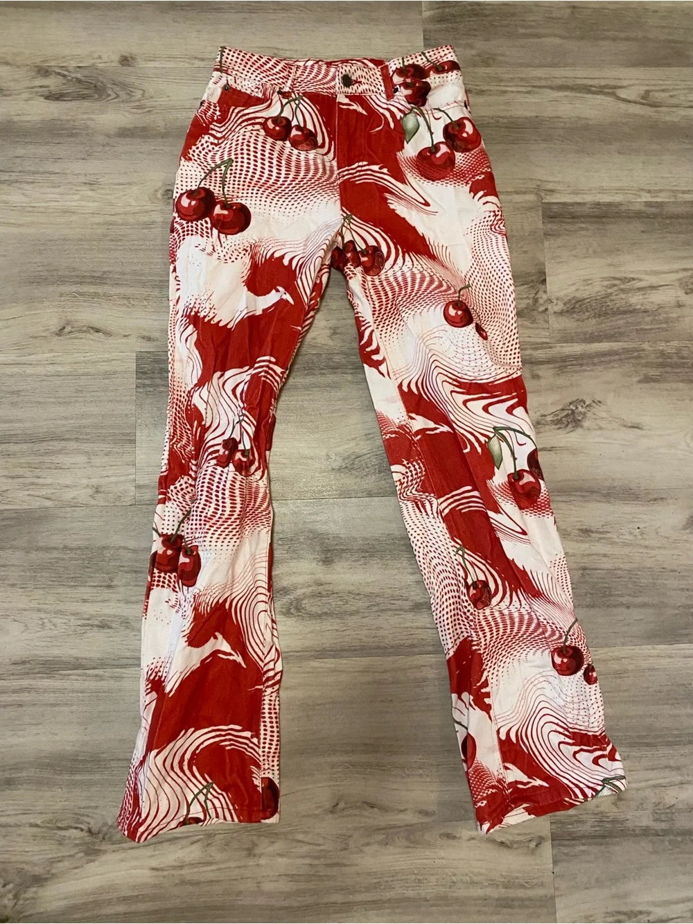 Jaded London Red Cherry Print Slouchy Boyfriend Jeans- NWT